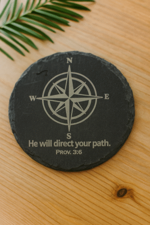 Round Slate Coaster - Prov. 3:6